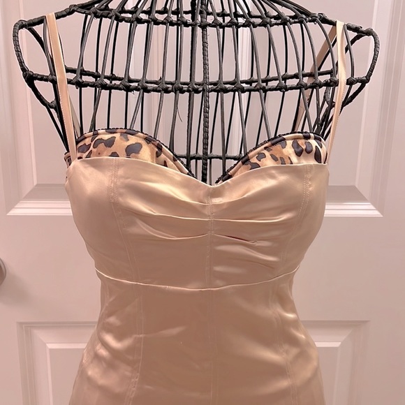 NWT Marciano silk dress with leopard trim - Picture 2 of 5